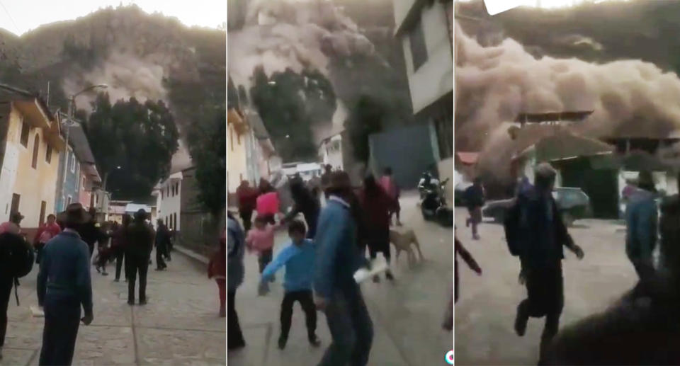 Horror: se desmorona cerro y deja sepultadas 150 casas en Chavín de Huántar, Perú (videos) | Captura de video TikTok