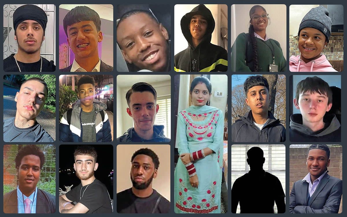 Teenage knife crime victims in London in 2023 (ES Composite)
