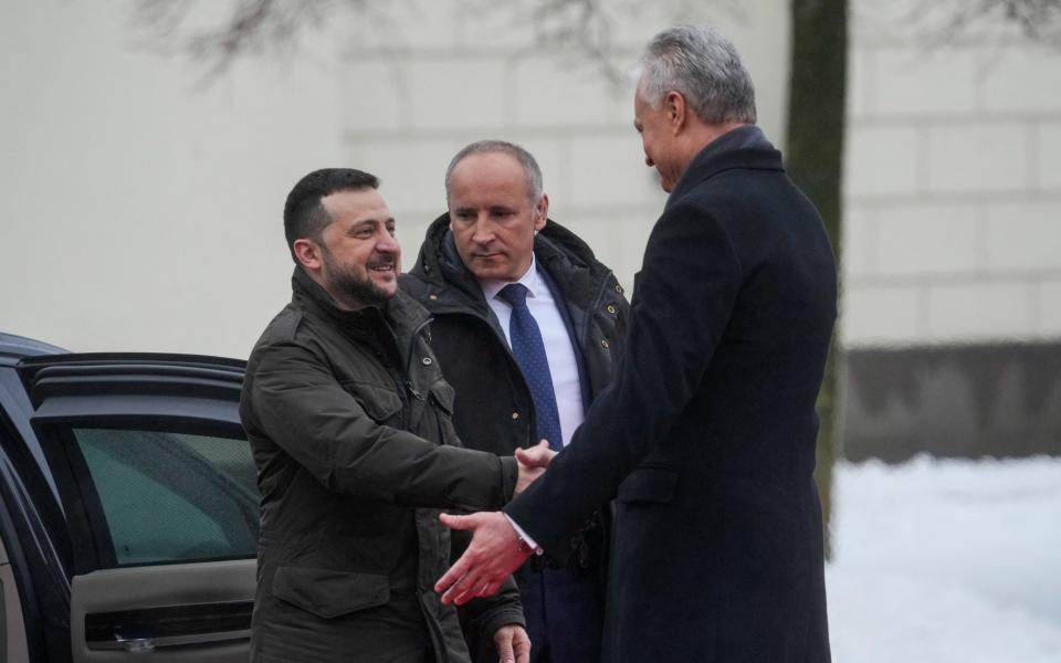 Lithuanian president Gitanas Nauseda welcomed Volodymyr Zelensky to Vilnius