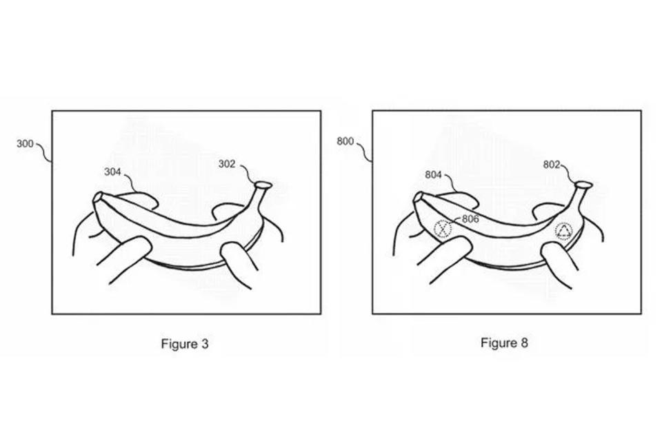 Una de las imágenes ilustrativas del sistema que permite transformar una banana o cualquier otro objeto en un control de PlayStation, de acuerdo a la patente registrada por Sony