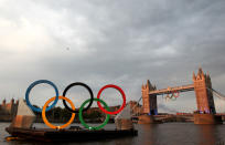 LONDON, ENGLAND - JULY 27: A general view of Tower Bridge ahead of the Opening Ceremony of the London 2012 Olympic Games on July 27, 2012 in London, England. (Photo by Streeter Lecka/Getty Images)