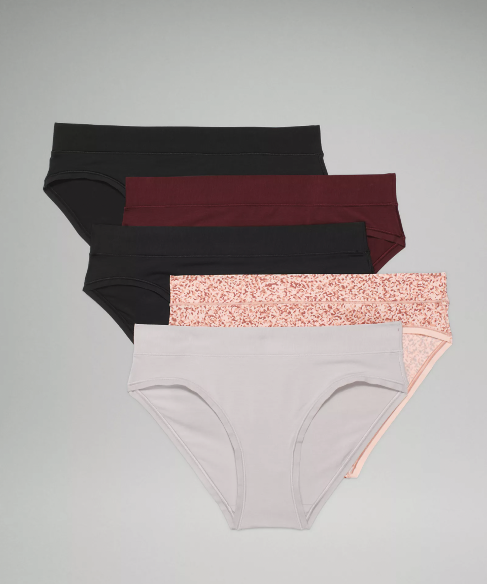 UnderEase Mid-Rise Bikini Underwear 5 Pack (Photo via Lululemon)