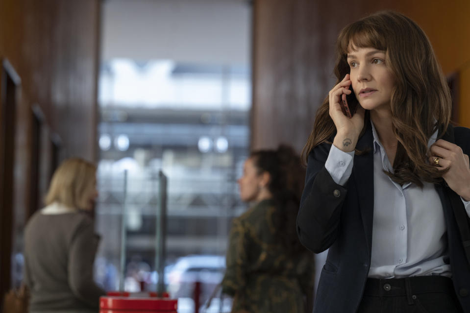 This image released by Universal Pictures shows Carey Mulligan as Megan Twohey in a scene from "She Said." (JoJo Whilden/Universal Pictures via AP)