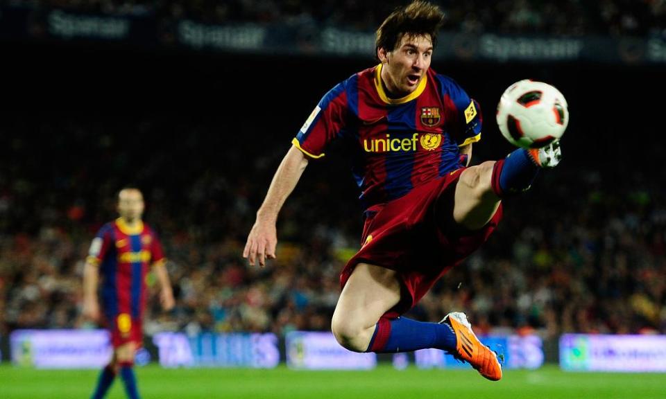 Lionel Messi in action for Barcelona in 2011
