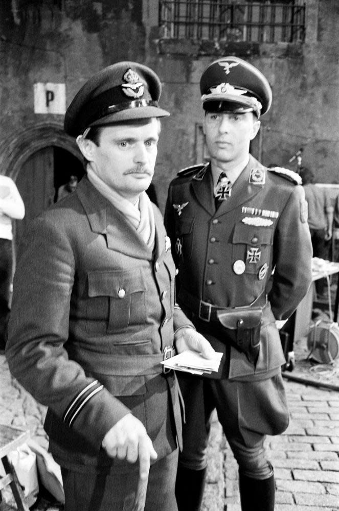 David McCallum, left, and Anthony Valentine in the BBC television series Colditz, 1973.