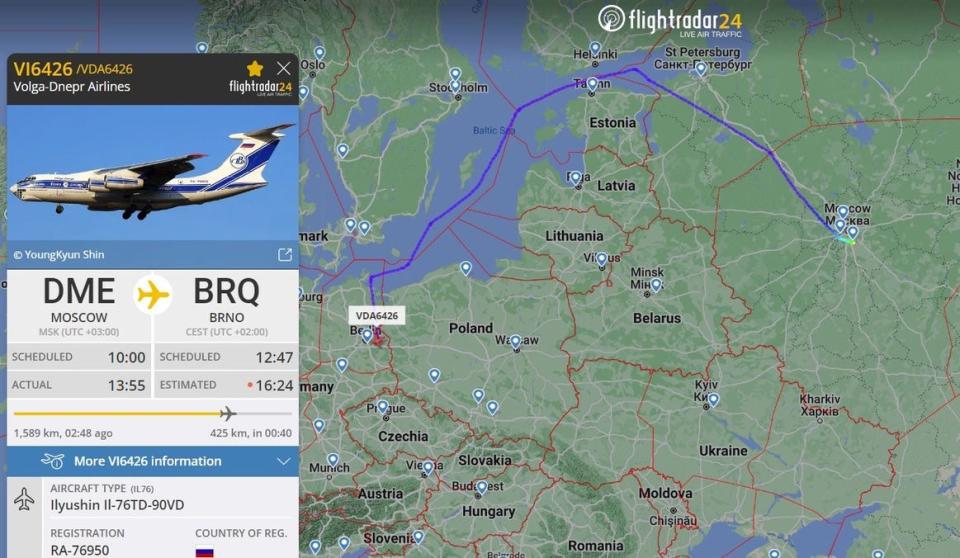 Volga-Dnepr Airlines' special permission flight from Moscow to the Czech Republic.