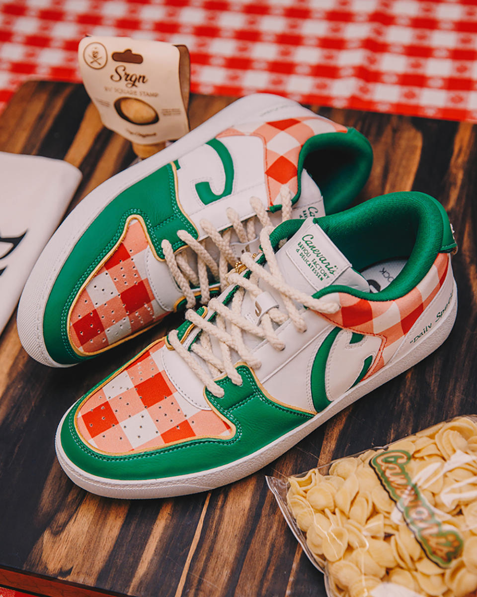 Sneakers created by The Shoe Surgeon, which are inspired by his family’s deli, Canevari’s Deli