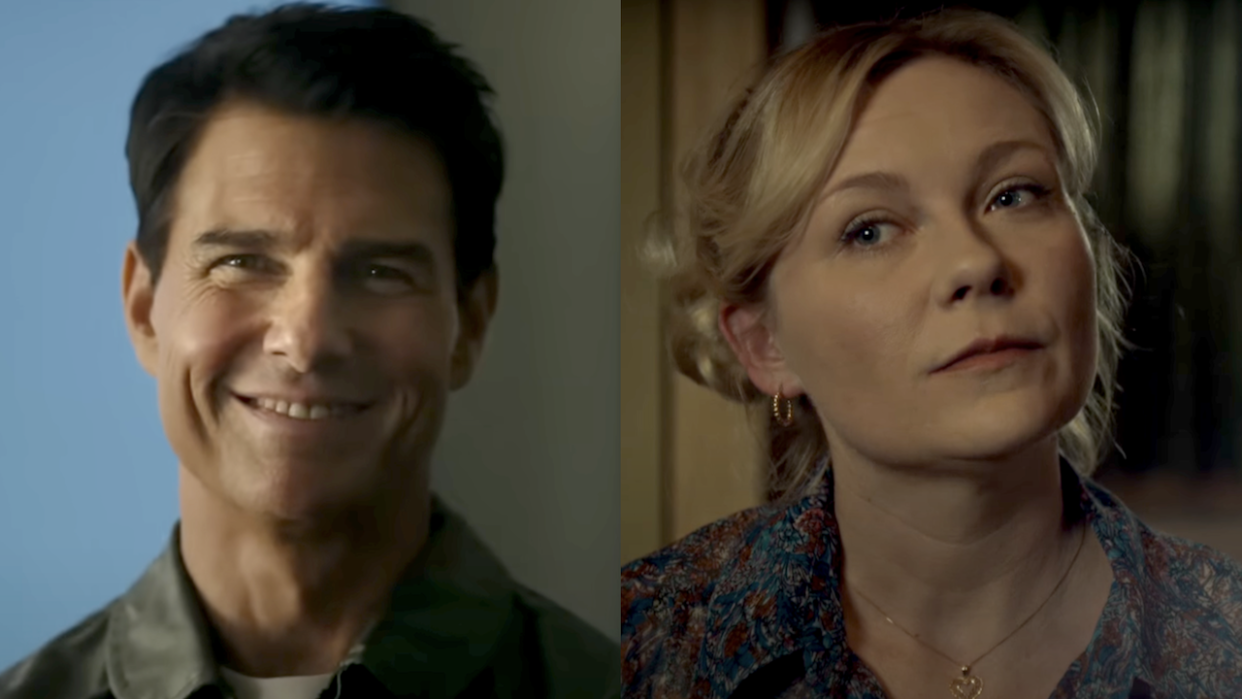  Tom Cruise in Top Gun:Maverick/Kirsten Dunst in Fargo Season 2 (side by side). 