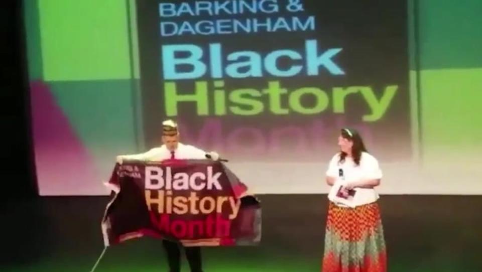 Footage of the incident at the Black History Month event emerged this week (Screenshot)