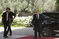 Naftali Bennett, head of the Yamina Party, arrives to meet with Israeli President Reuvin Rivlin in Jerusalem, Wednesday, May 5, 2021. Israel's president on Wednesday signaled he would move quickly to task a new candidate with forming a government after Prime Minister Benjamin Netanyahu failed to do so ahead of a midnight deadline. (AP Photo/Maya Alleruzzo)