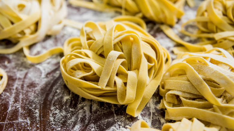 balls of fresh tagliatelle