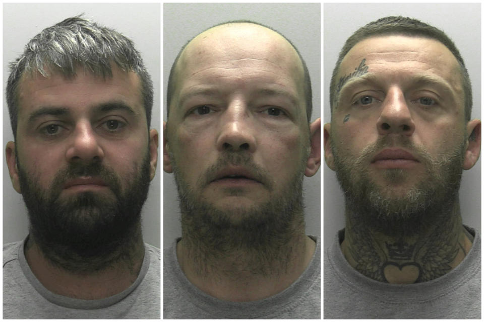 Jailed: Thomas Pawley, Benjamin Parry and Chad Brading. (SWNS)