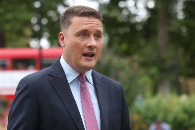 Shadow health secretray Wes Streeting speaking to the media on College Green, outside the Houses of Parliament 
