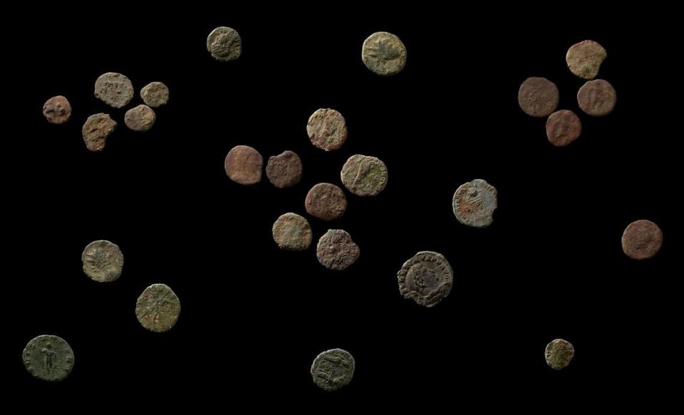 The collection of coins found in Caerwent.