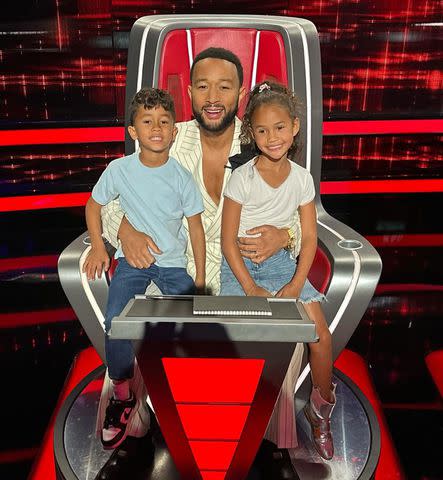 <p>John legend/Instagram</p> A family photo John Legend shared of Luna and Miles with him on 'The Voice.'