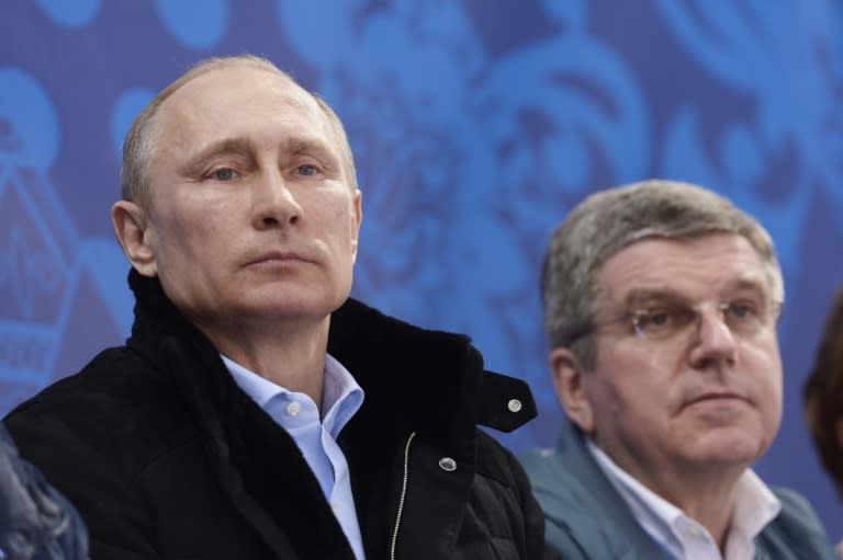 Russian President Vladimir Putin, pictured with IOC president Thomas Bach, sees sport as a propaganda tool, Ukraine's acting sports minister has told AFP (Alexey NIKOLSKY)