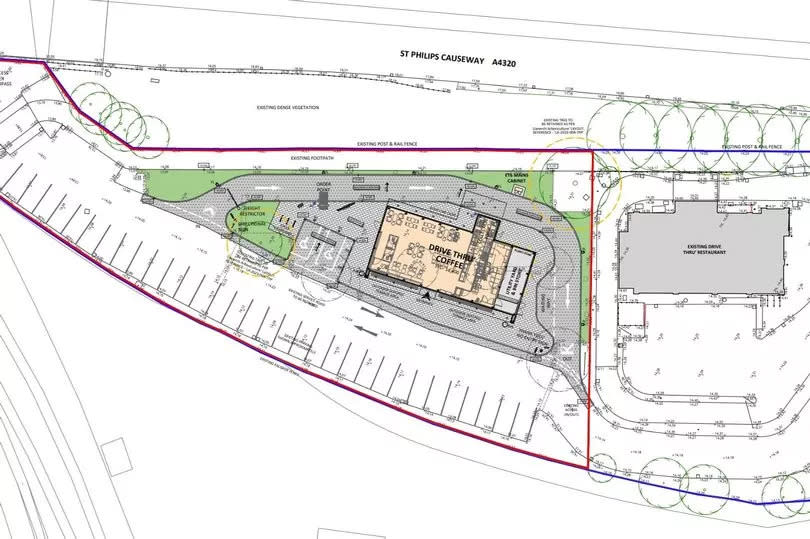 The proposed plans for the new drive thru which show that it will be located next to the existing drive thru (KFC).