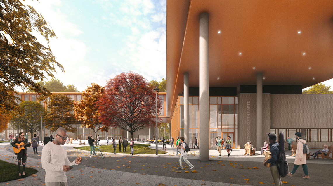 A rendering of the $241 million campus planned for Durham School of the Arts.