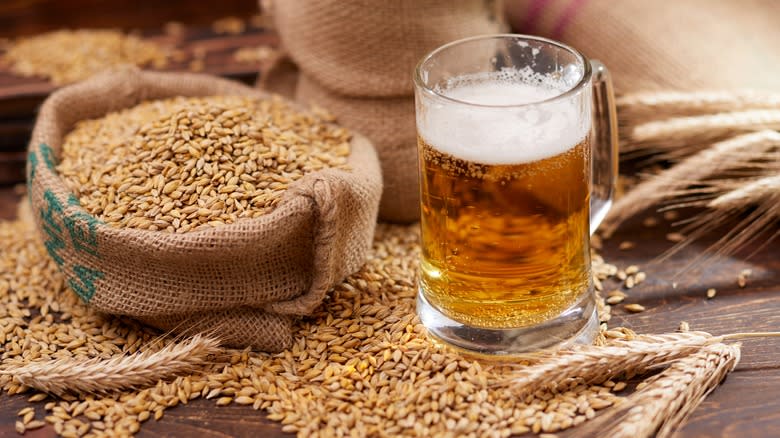 beer glass next to barley