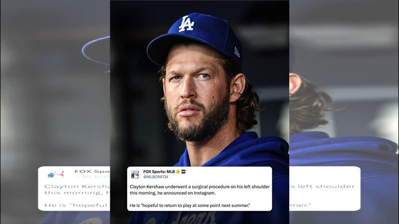 柯蕭（Clayton Kershaw）動刀修復左肩盂肱骨韌帶和關節囊。（圖／翻攝自FOX Sports: MLB IG）