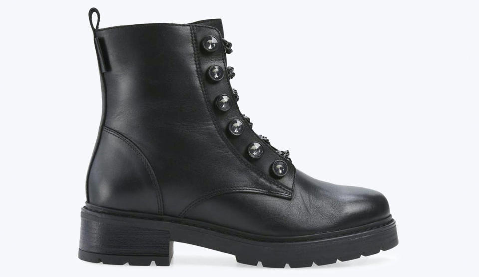 Kurt Geiger, boots, black boots, combat boots, lace up boots, fall boots, winter boots, leather boots, womens boots, crystal boots, lug sole boots, rubber sole boots