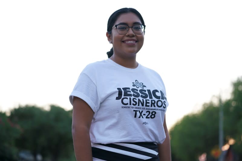 Democrat Jessica Cisneros campaigns for a House seat in Laredo, Texas