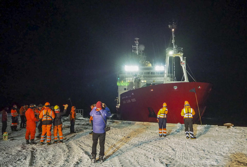 Picture shows the James Clark Ross research vessel departs at the start of the winter season in Antarctica in May 2020.