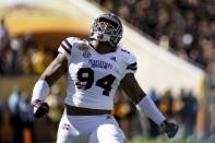 Jan 1, 2019; Tampa, FL, USA; Mississippi State Bulldogs defensive tackle Jeffery Simmons (94) reacts to a sack during the first quarter against the Iowa Hawkeyes in the 2019 Outback Bowl at Raymond James Stadium. Mandatory Credit: Douglas DeFelice-USA TODAY Sports