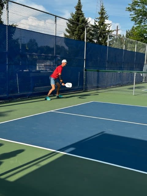 Andy Anderson playing pickleball. (Courtesy Dinks & Dingers Social Club)