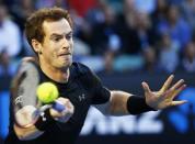 Andy Murray of Britain hits a return against Nick Kyrgios of Australia during their men's singles quarter-final match at the Australian Open 2015 tennis tournament in Melbourne January 27, 2015. REUTERS/Issei Kato