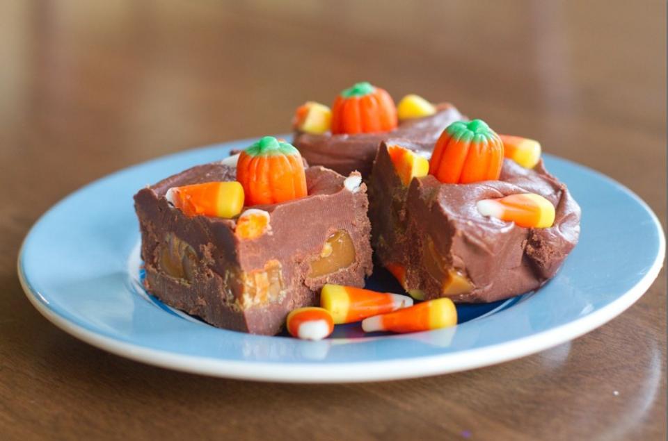 Chocolate and Caramel Candy Corn Fudge