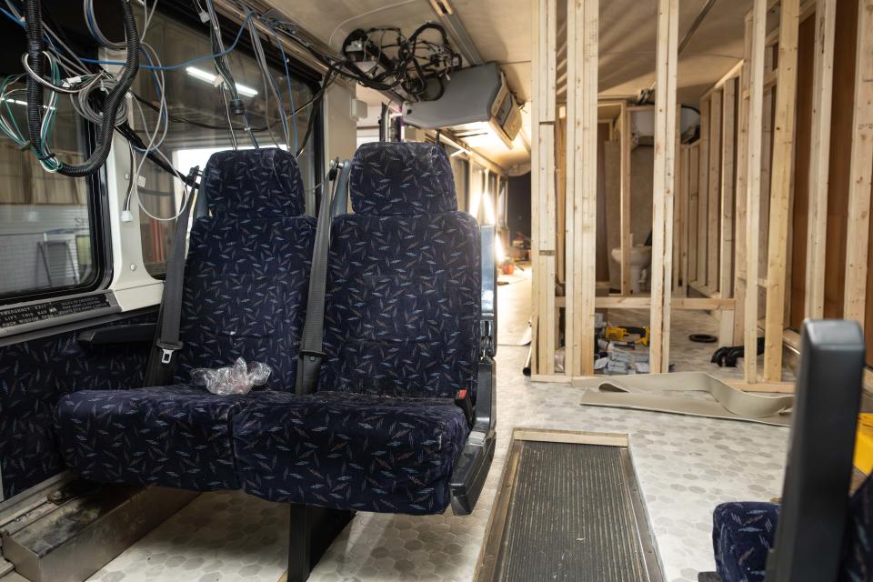 Work has begun on converting a Metro RTA bus into a mobile shower facility; Kamper City in Peninsula is aiming to complete the project by mid-January.