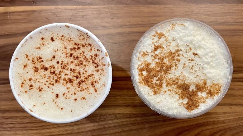 Two latte tops with spices 