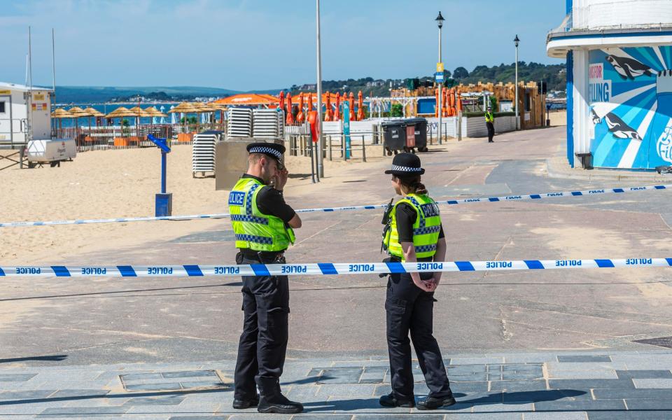 The police cordon remains in place