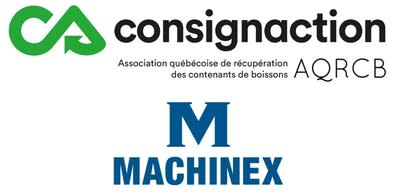 Consignaction logo et Machinex logo (CNW Group/Quebec Beverage Container Recycling Association (QBCRA))