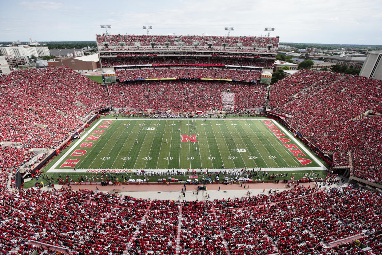 Nebraska got some epic fumble luck early in its game against Wisconsin. (AP Photo/Nati Harnik)