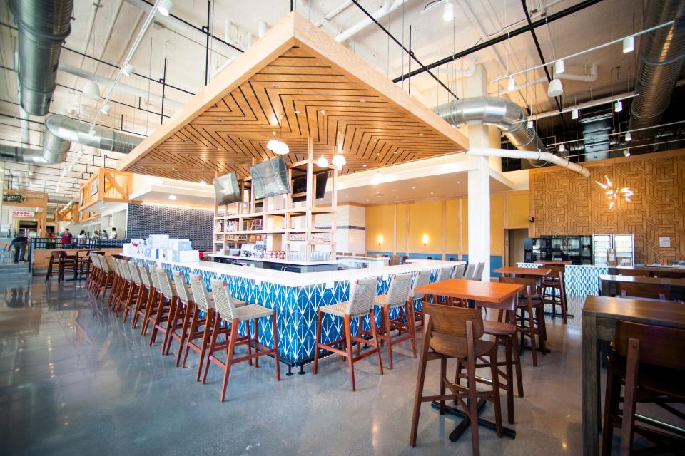 A view of the bar area inside Marble City Market in downtown Knoxville on Monday, Nov. 1, 2021. The food hall, which will feature 11 different food vendors, is set to open on Friday, Nov. 5, 2021.