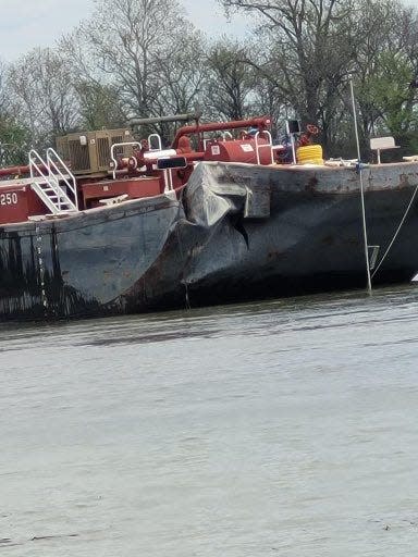 A barge struck a bridge Saturday at the Kerr Reservoir south of Sallisaw. Access was diverted until the bridge could be inspected.