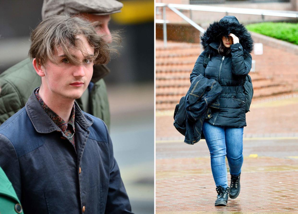 Connor Scothern, left, and Alice Cutter, who are on trial accused of being part of a banned organisation (SWNS).