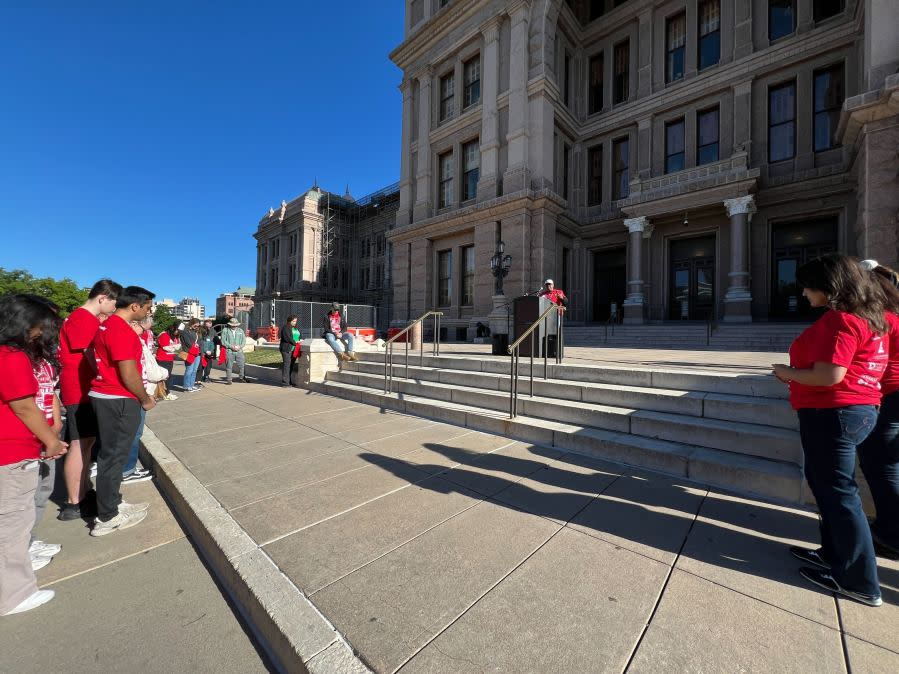 Multiple volunteers came together on Thursday for Habitat for Humanity Texas’ Day at the Dome Capitol Build to help build a home for a Texas family in need | Todd Bailey/KXAN News