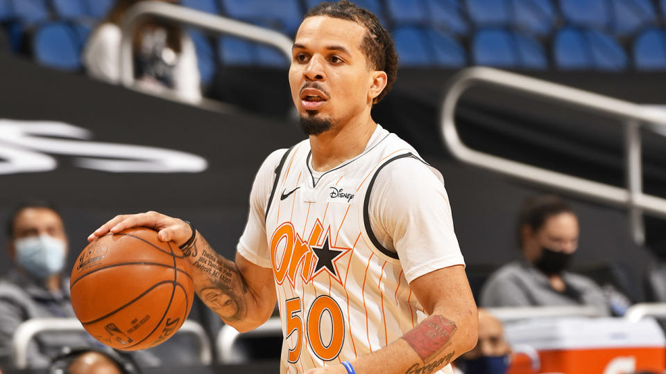 Cole Anthony, pictured here in action for the Orlando Magic in the NBA. 