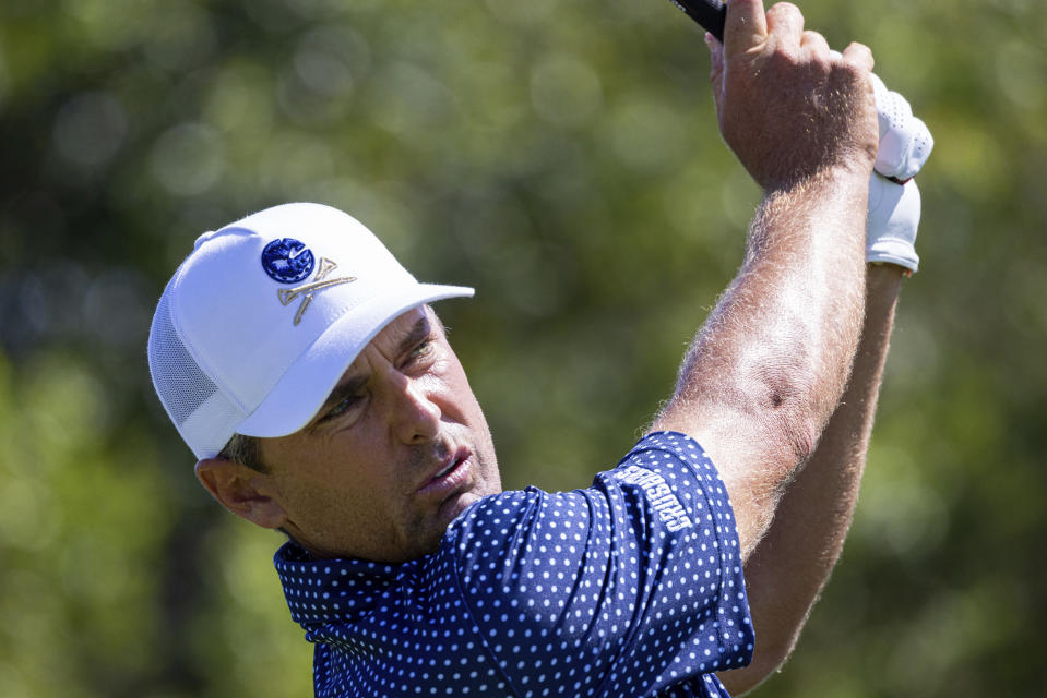 Charles Howell III of Crushers GC hits his shot from the sixth tee during the final round of the LIV Golf Mayakoba at El Camaleón Golf Course, Sunday, Feb. 26, 2023, in Playa del Carmen, Mexico. (Photo by Chris Trotman/LIV Golf via AP)