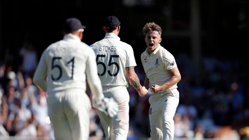 Sam Curran takes the wicket of Matthew Wade