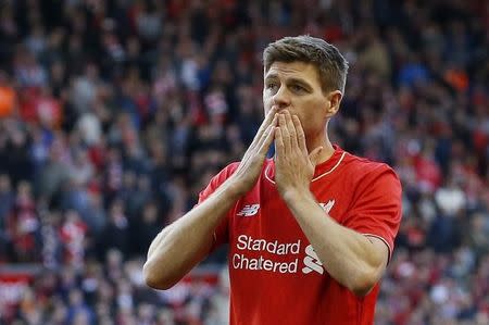 Football - Liverpool v Crystal Palace - Barclays Premier League - Anfield - 16/5/15 Liverpool's Steven Gerrard as he walks on the pitch after his final game at Anfield Action Images via Reuters / Carl Recine