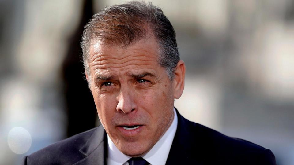 PHOTO: Hunter Biden, son of President Joe Biden, speaks during a news conference outside the Capitol, Dec. 13, 2023, in Washington.  (Mariam Zuhaib/AP)