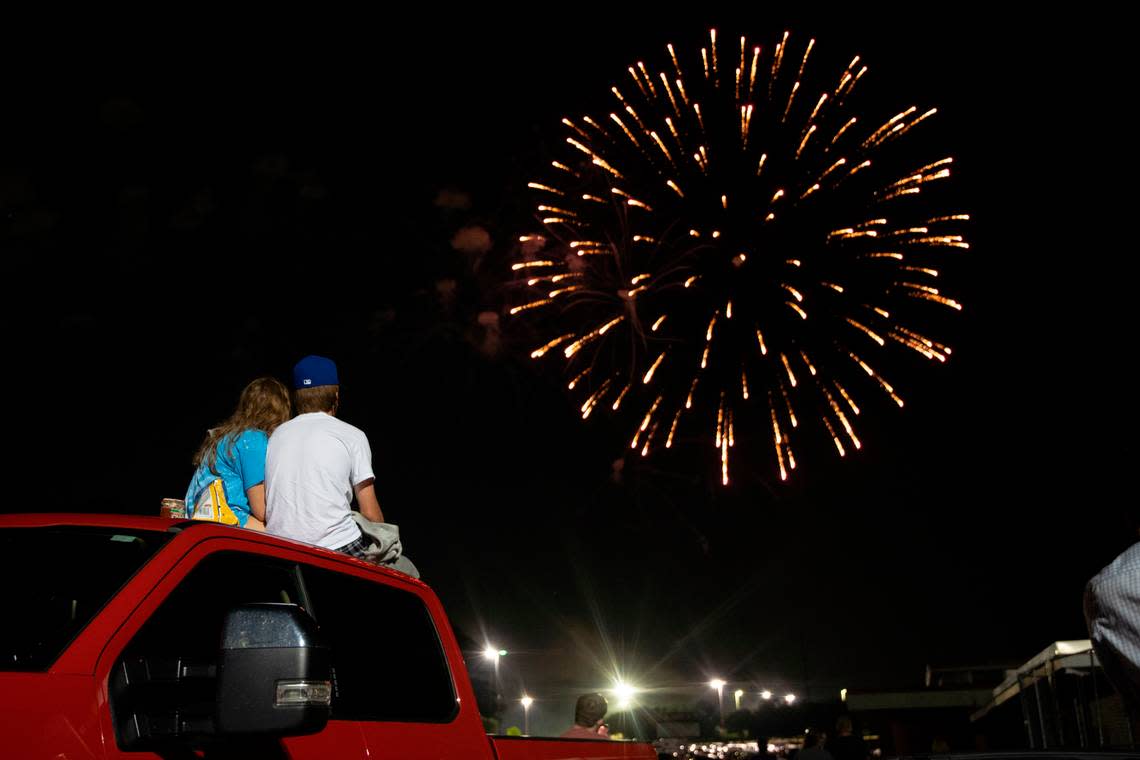 Visitors gathered to watch the Fourth of July Fireworks Celebration near Carter-Finley Stadium in Raleigh, N.C., on July 4, 2021. This year, the city of Raleigh will hold fireworks at Dix Park.