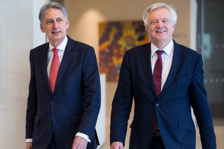 Chancellor Philip Hammond and Brexit secretary David Davis see things differently (Jack Taylor - WPA Pool/Getty Images)
