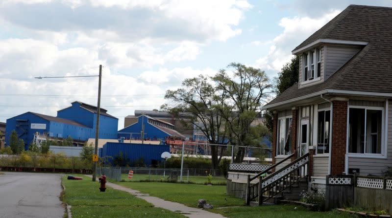 FILE PHOTO: U.S. Steel Great Lakes Works plant is seen behind a working-class neighborhood in Ecorse, Michigan