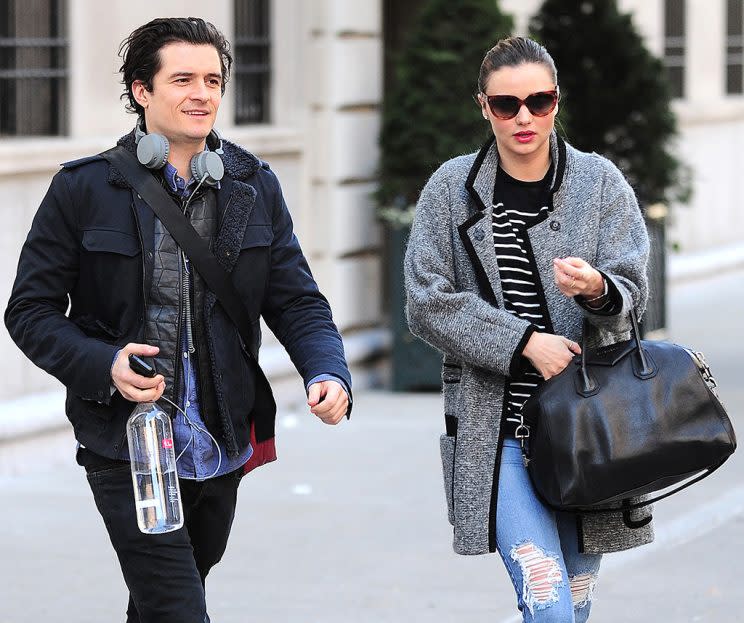 Orlando Bloom and Miranda Kerr hanging in New York City. (Photo: Alo Ceballos/FilmMagic)