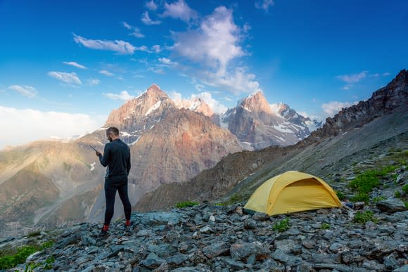 Camping on the side of a mountain